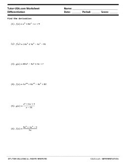 Derivative Worksheet Pdf / Differentiation Formulas For Class 12