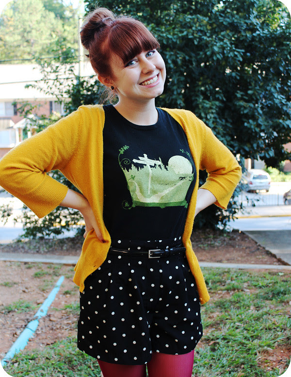 Pink Tights, Polka Dot Shorts, & A Yellow Cardigan