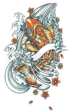  Gambar  Sket  Tato Ikan  Koi Gambar  Barumu