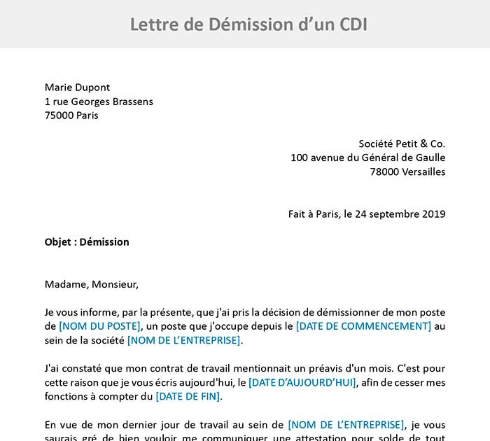 Lettre De Démission Cdi Hopital