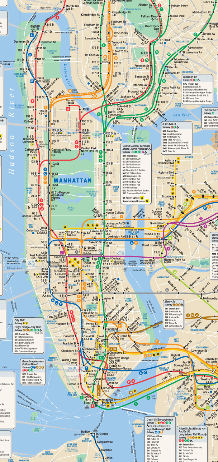 Manhattan Subway Map With Attractions Nyc Subway Map Printable Images