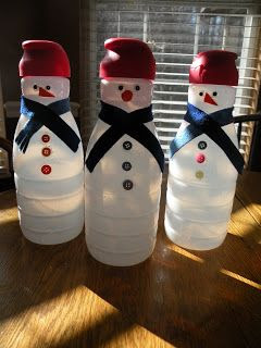 Coffee Creamer Snowmen - I always thought something could be made with all of those bottles I put in the recycling. I'm happy to see that someone came up with this cute craft. You could even light them up from the inside with a strand of clear Christmas lights.