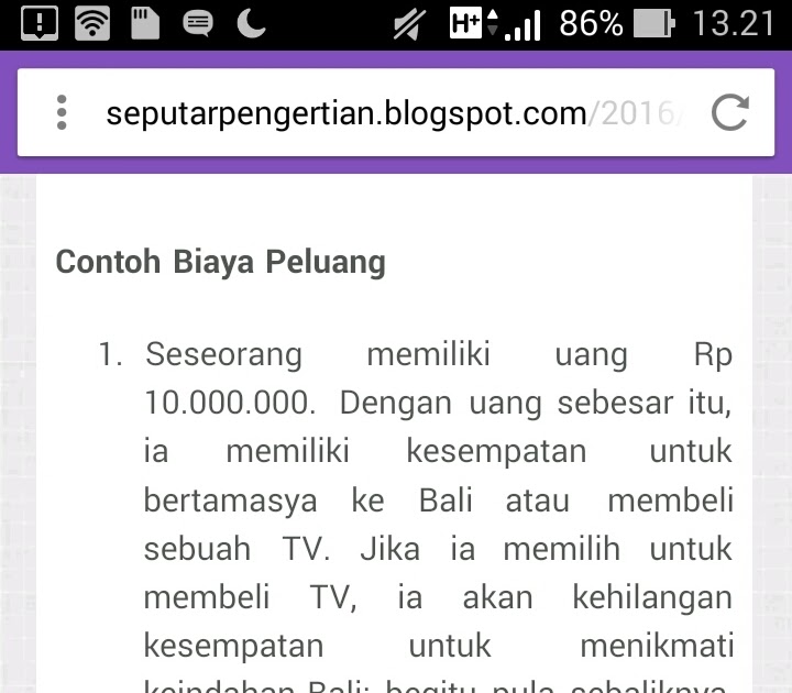 Contoh Soal Biaya Peluang