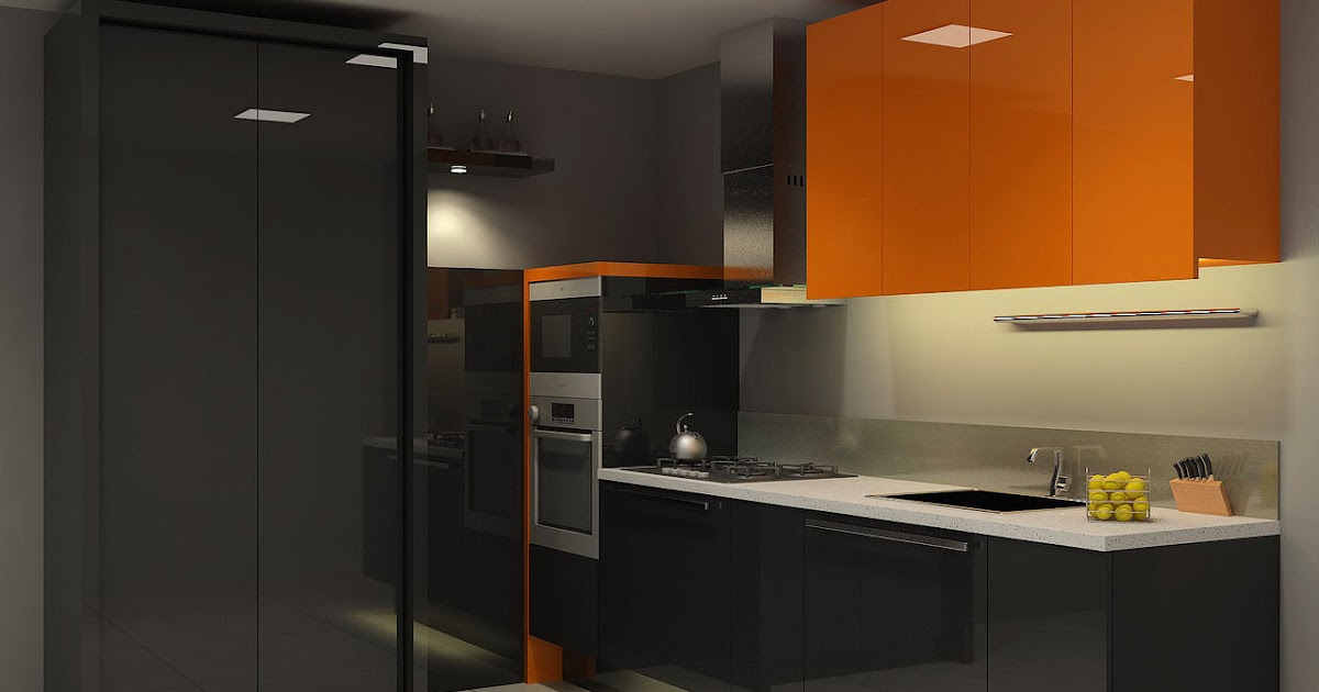 Orange Colour Kitchen Design : Home Architec Ideas Orange And Black