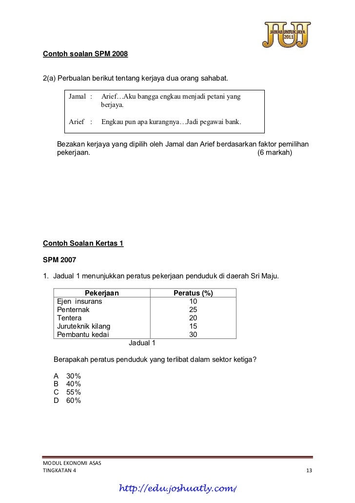 Contoh Soalan Spm Ekonomi Asas - Tersoal n