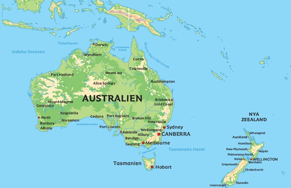 Australien Karta | Karta östkusten