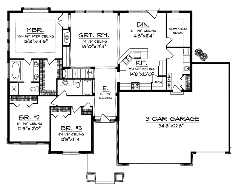 floor plan Ranch House Plan First Floor 051D0657