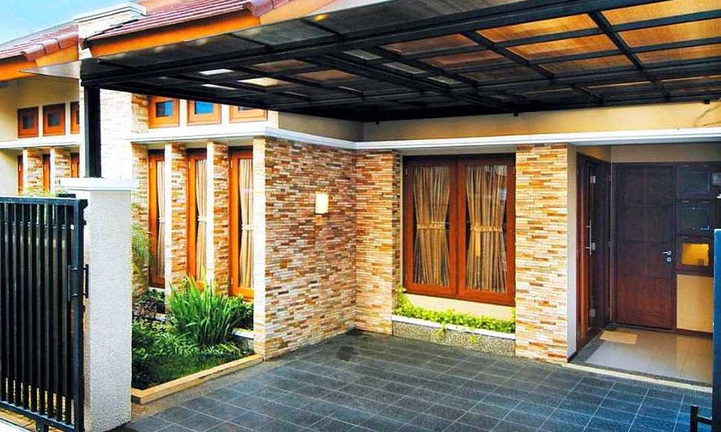 32 Rumah minimalis dinding luar batu alam