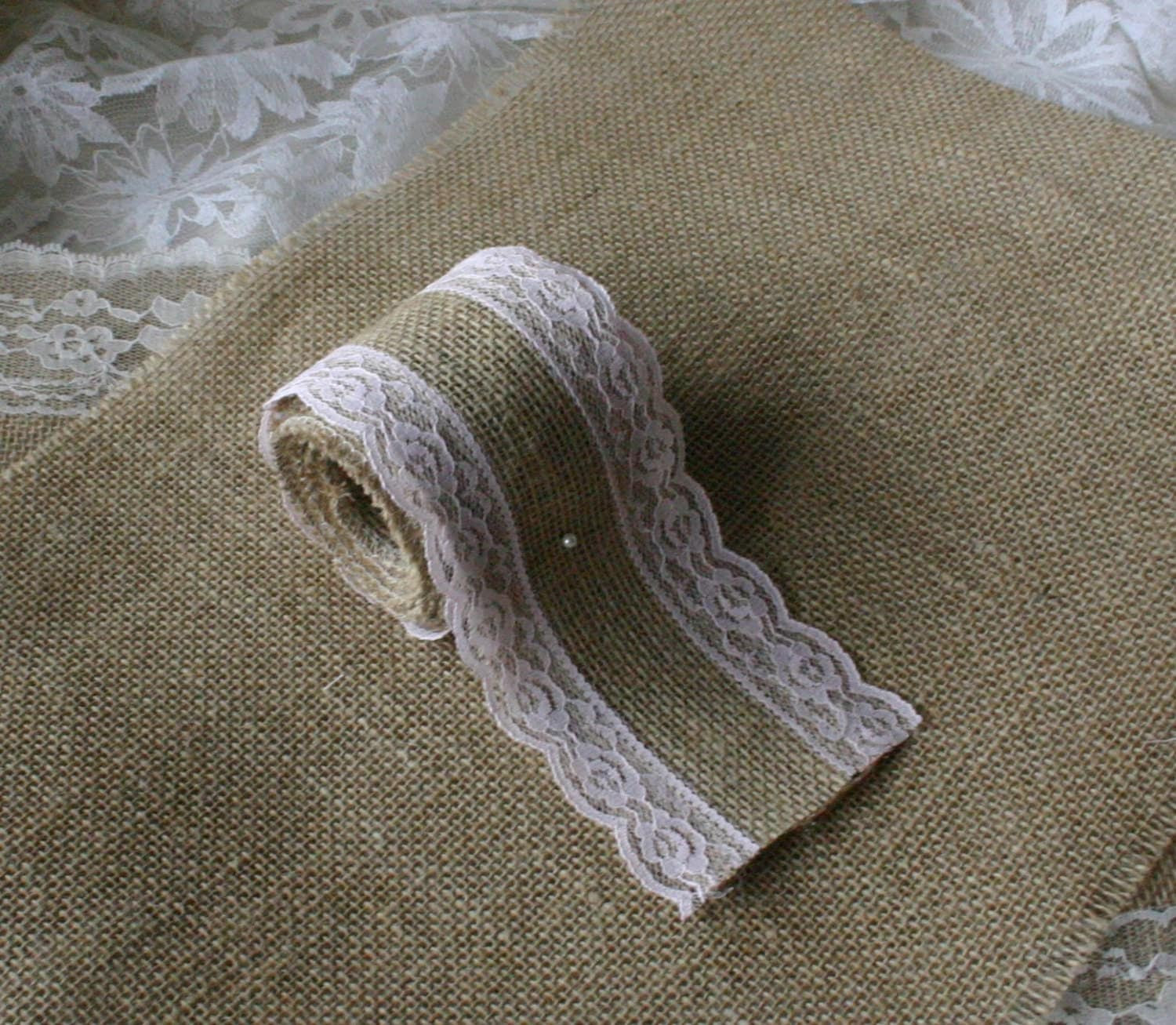 Custom Wedding Accessories Burlap and lace ribbon, burlap ribbon