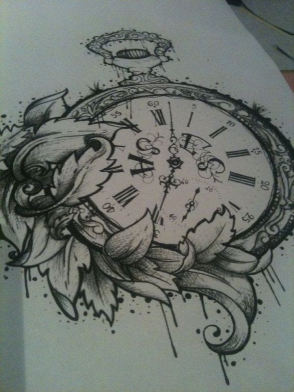 Featured image of post Stencil Line Drawing Pocket Watch Tattoo Design A pocket watch is an example of bold personality
