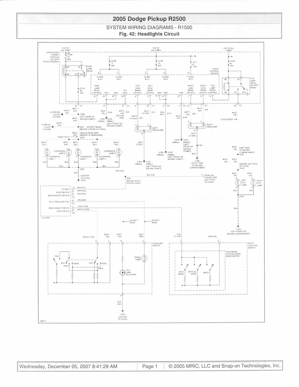 Dodge Ram Wiring Diagram 2005