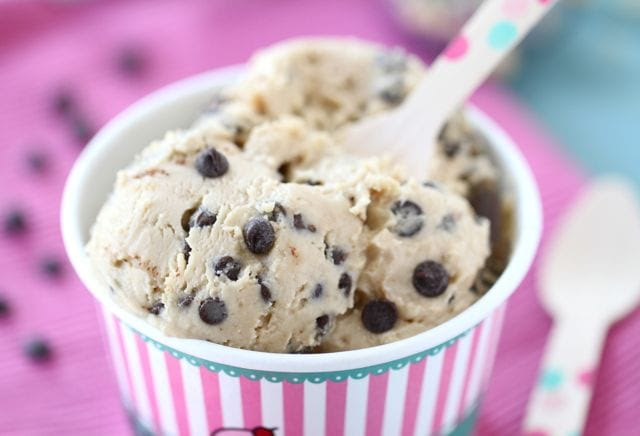 Chocolate Chip Cookie Dough Frozen Yogurt | www.twopeasandtheirpod.com