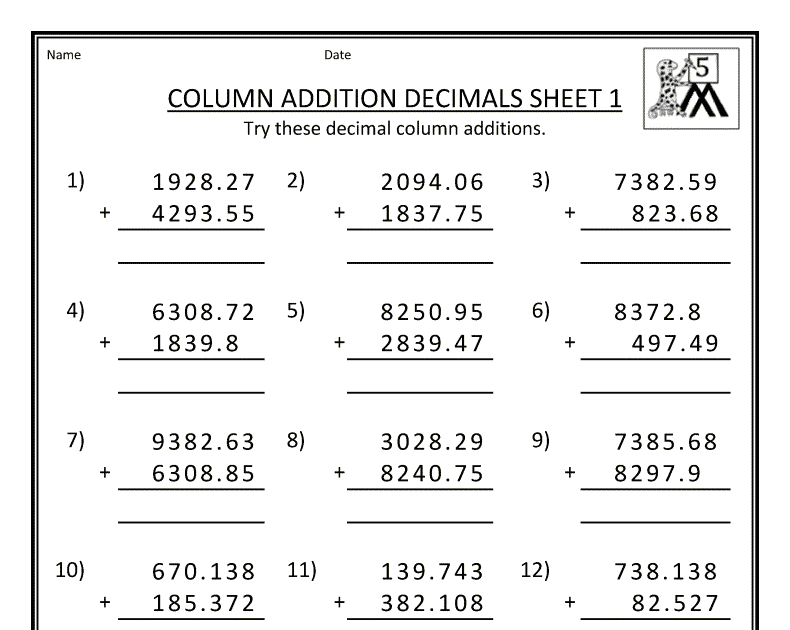 76 maths worksheets for grade 5 on decimals