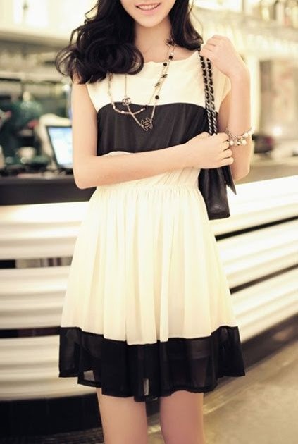 Classy black & white dress | ELEG Ashley