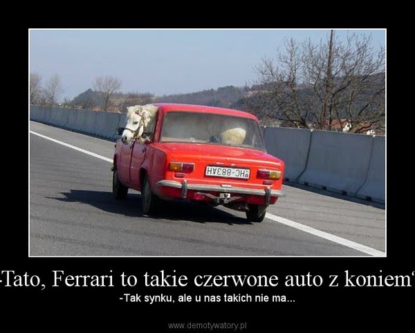 Czerwone Auto Z Koniem Polkie Island