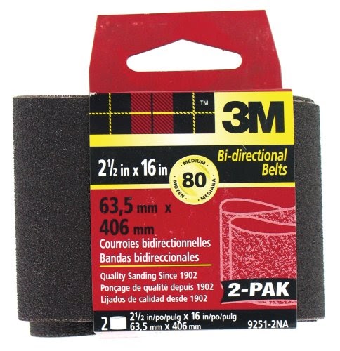 3M 9250NA-2 Heavy Duty Power Sanding Belts, 2.5-Inch x 16-Inch, Fine Grit, 2-pack | belt sander ...