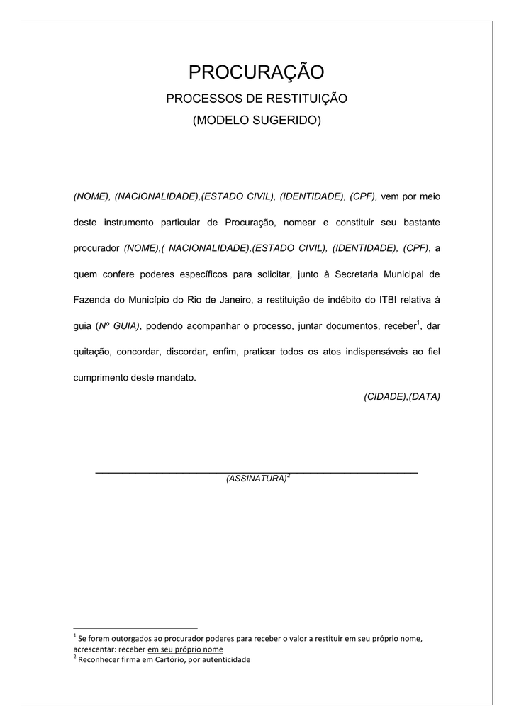 Exemplo De Procuração Por Instrumento Particular - Vários Exemplos