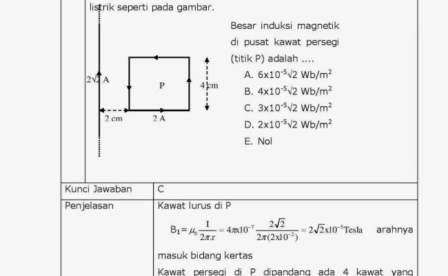 Contoh Soal Dan Kunci Jawaban Tentang Induksi Magnet Kawat Lurus