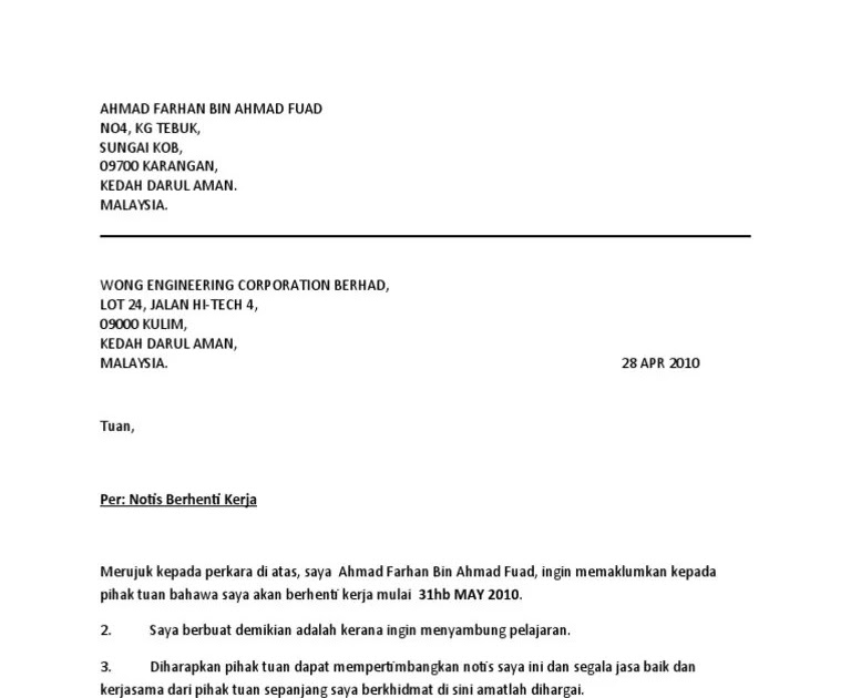 Contoh Ayat Surat Rasmi Mematuhi Tugas Sebagai Pemandu Syarikat