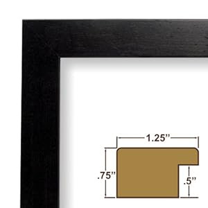 5x7 Black picture frame with glass, backing, and hanging hardware