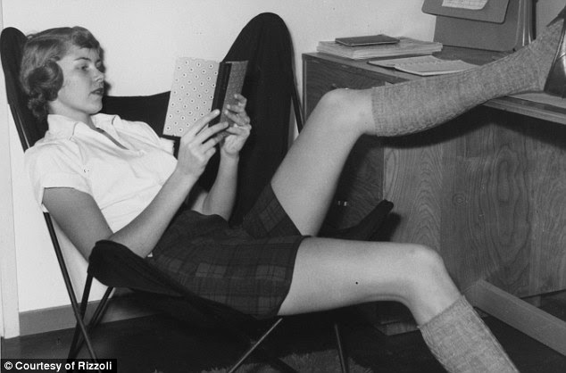 Keeping it cool: Seven Sisters Style focuses on the history of U.S. college fashion which continues to influence catwalk styles today - here a Vassar student reclines in her dormitory during the  1950s