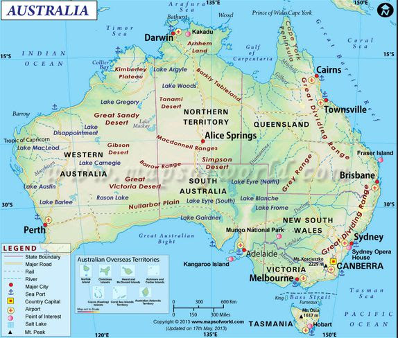 خريطة دول قارة أستراليا مدونة خاريتا