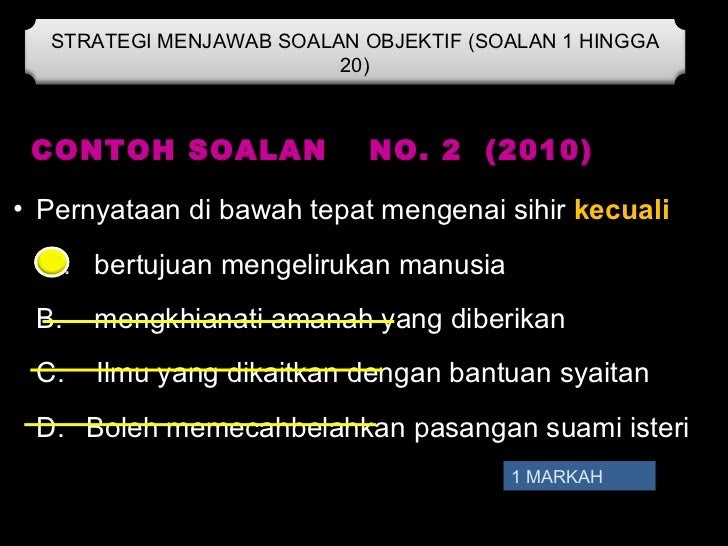 Contoh Soalan Objektif Pendidikan Islam Tingkatan 1 