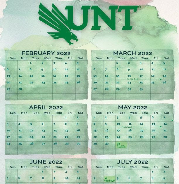 Unt 2022 Calendar Customize And Print