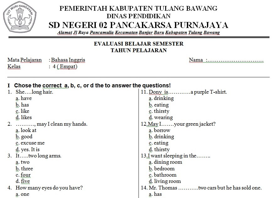 Contoh Soal Uts Bam Kelas 6 Semester 1 Dapatkan Contoh