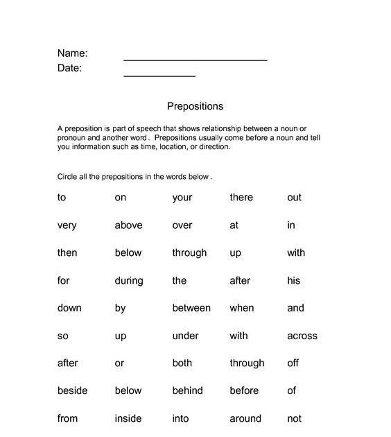 Prepositional Phrases Worksheet 7th Grade