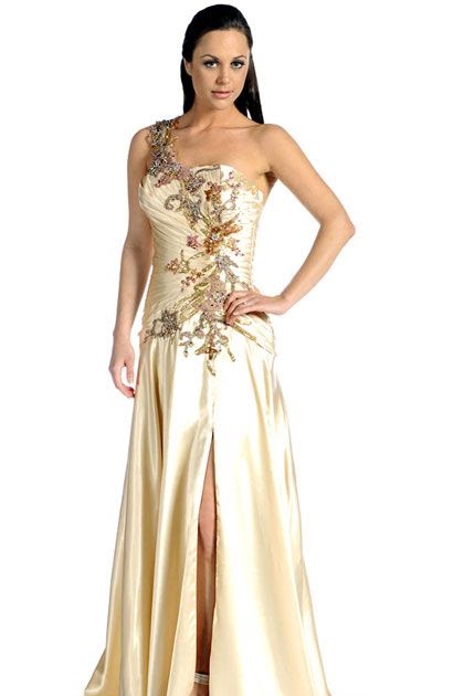 Gold: Long Gold Party Dress