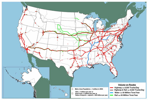 Us Map Showing Main Highways