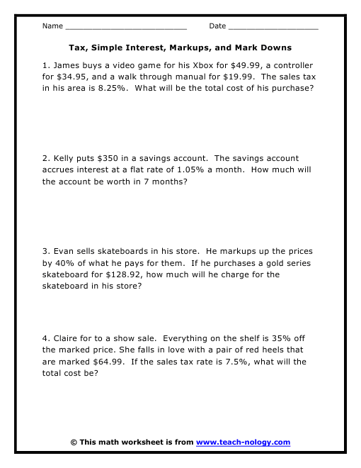 39-simple-interest-math-worksheet-for-grade-7