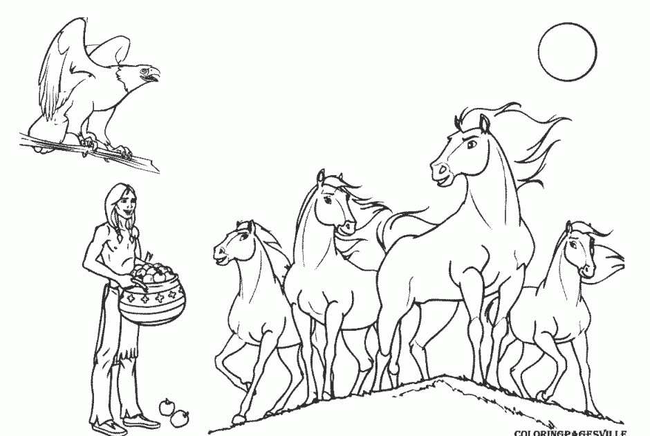 Wild Horses Horse Herd Coloring Pages - pic-corn