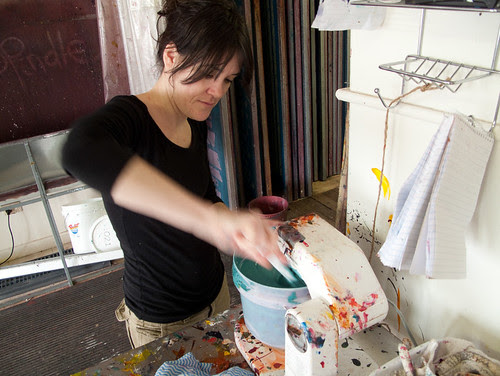 bek our first ever intern - mixing inks!