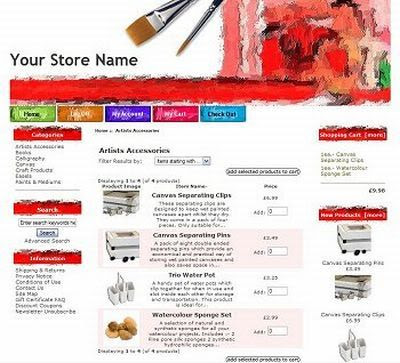 Art Store Red White Zen Cart Wide Template