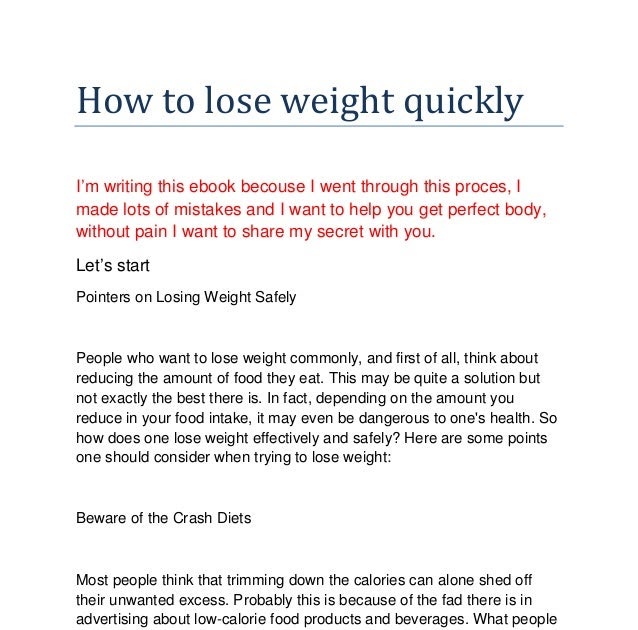 essay on how to lose weight