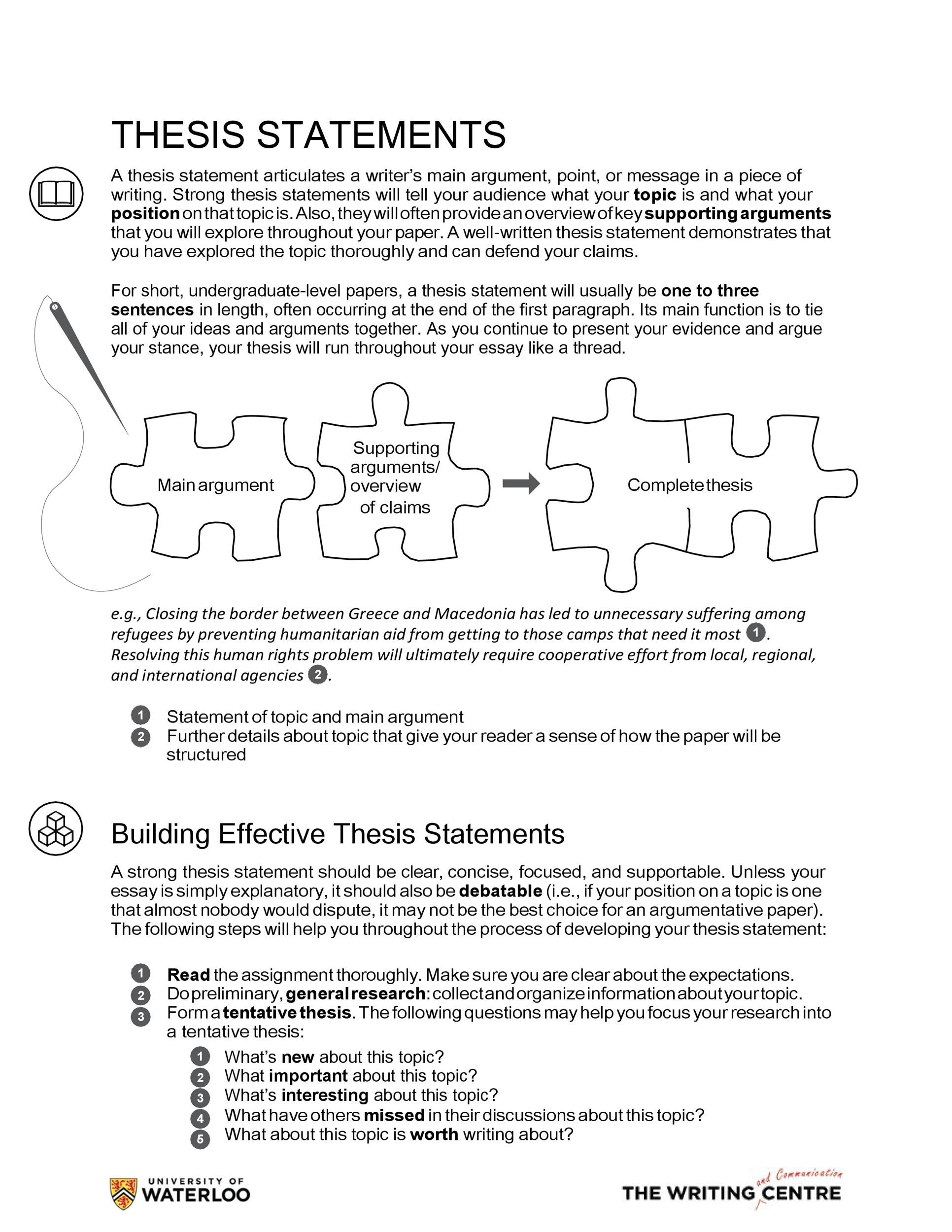 tips and examples for writing thesis statements