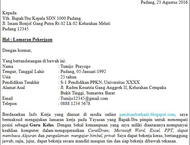 Tuliskan Kalimat Pembuka Surat Lamaran Pekerjaan Yang Tepat Berdasarkan