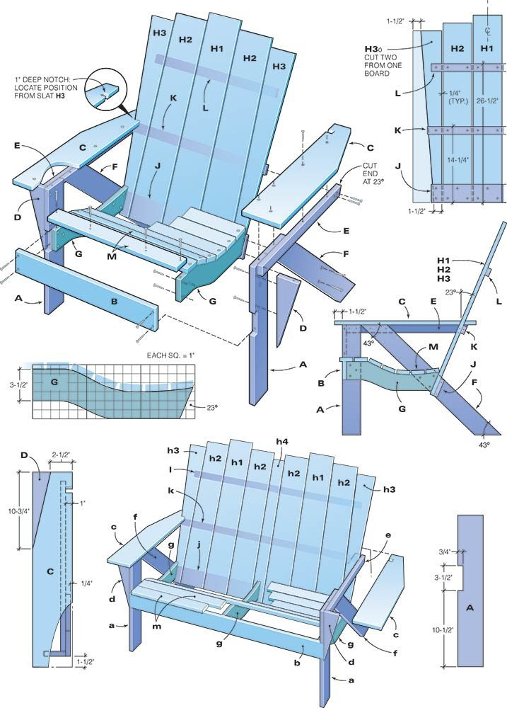 Reuben Sargeant : Adirondack Chair Plan Metric