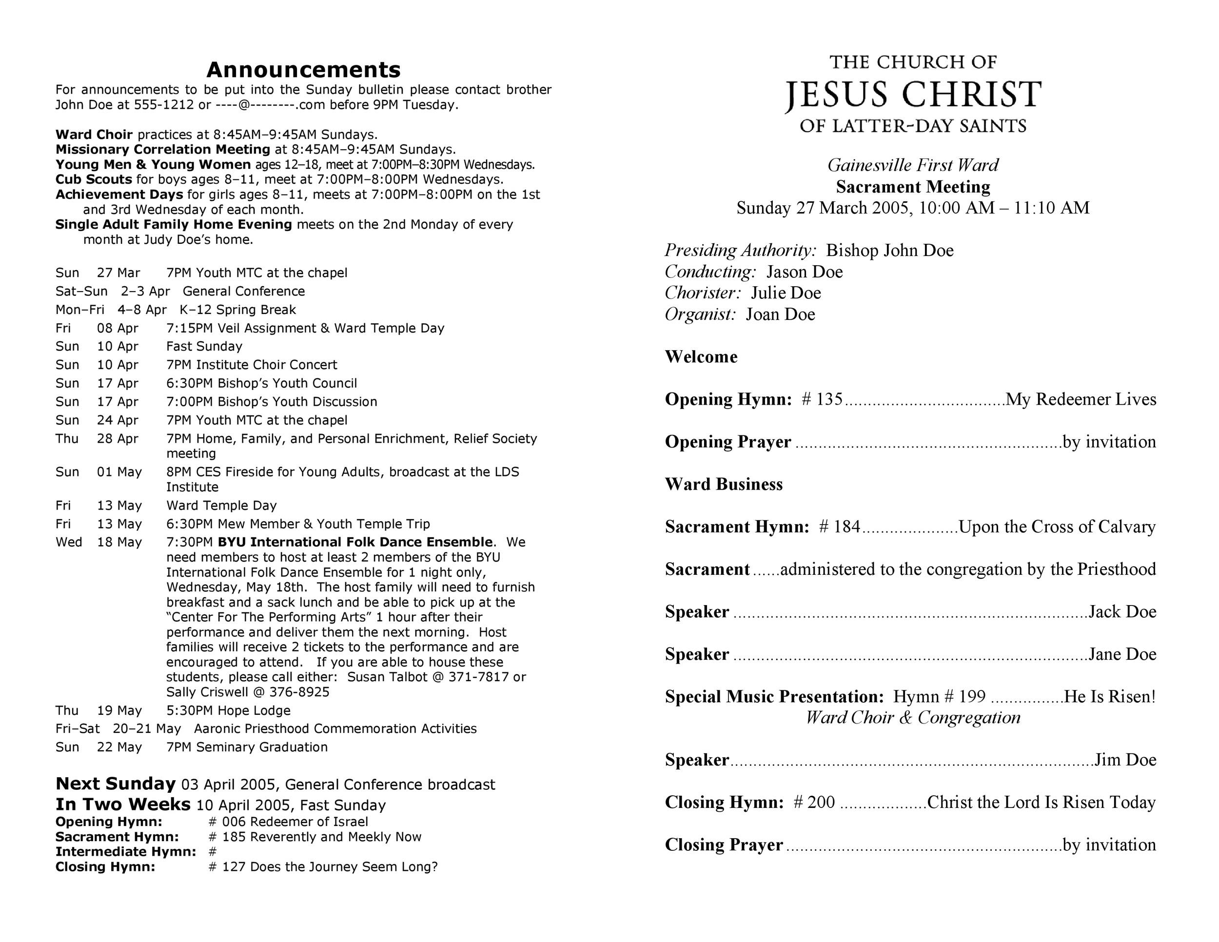 Best Templates Church Bulletin Layouts