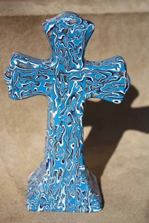 Santa Maria ~ 8" Polymer clay cross