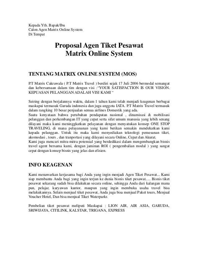 Contoh Proposal Kerjasama Travel Dengan Perusahaan Contoh Surat