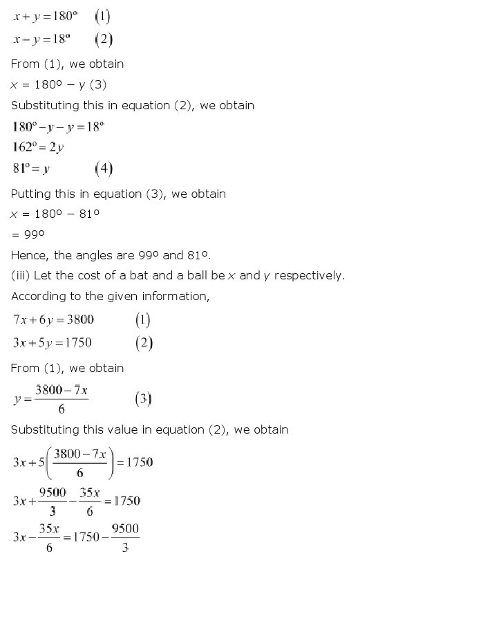 NCERT Solutions for Class 10th Maths Chapter 3 – Pair of Linear Equations in Two Variables