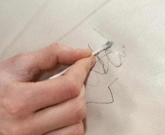 removing biro pen from leather sofa