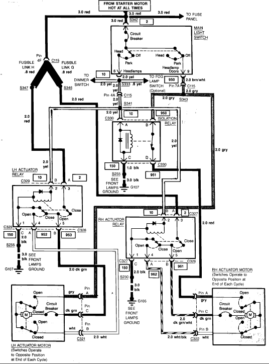 schematics and diagrams: Head light wiring diagram for 1984 Chevrolet