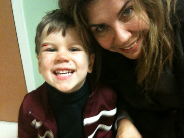 Oliver and Mommy waiting for Dr Arce and the nurse