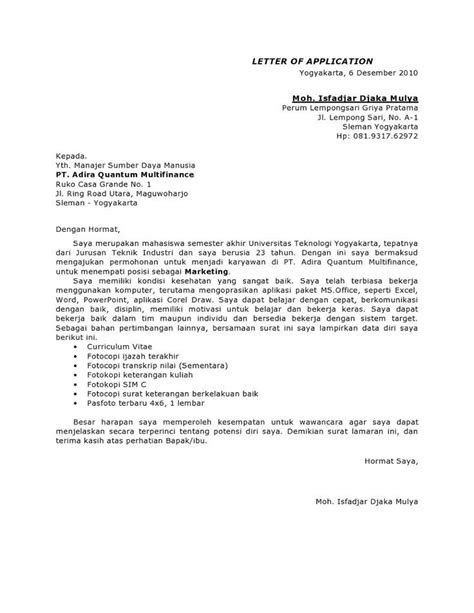 cover letter permohonan kerja