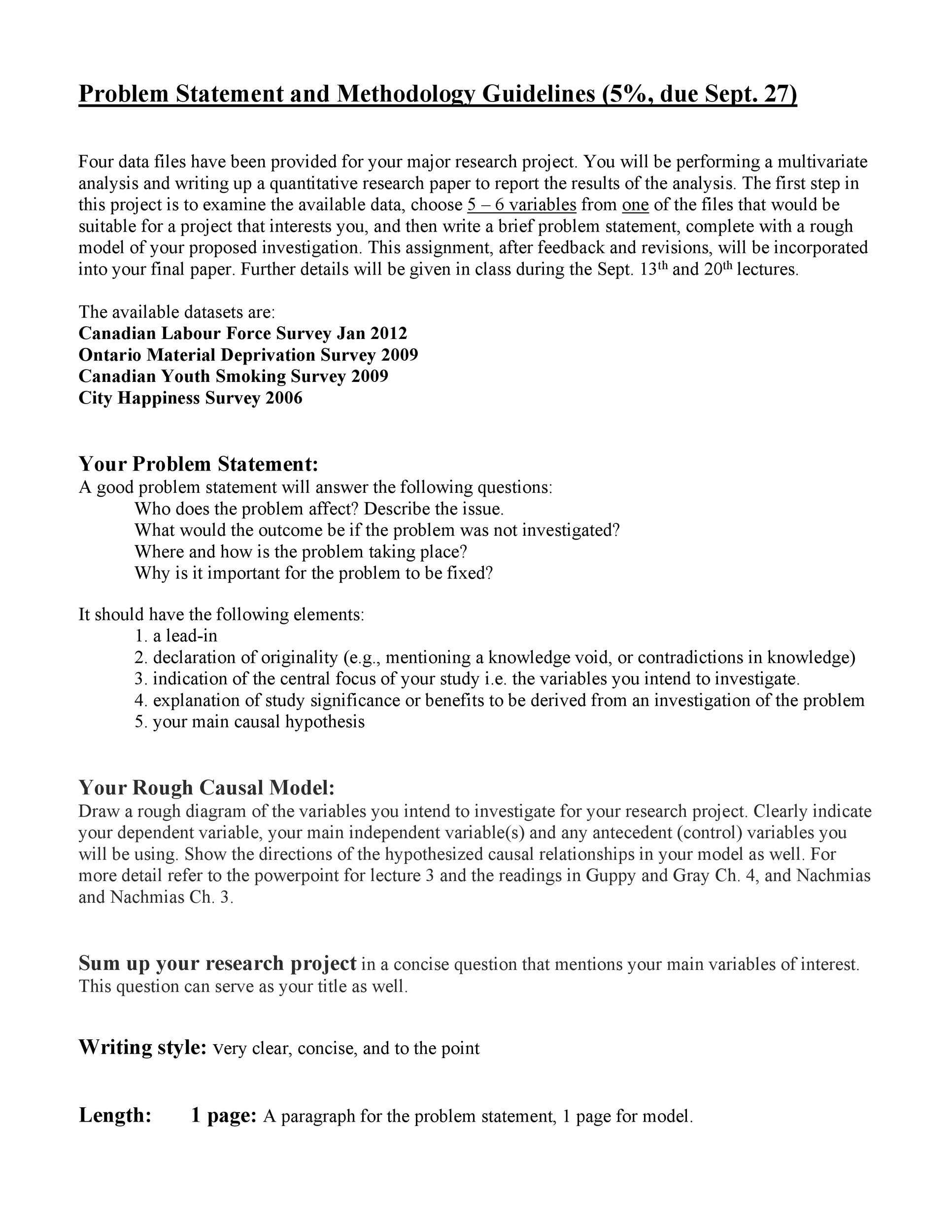 how many statement of the problem in quantitative research