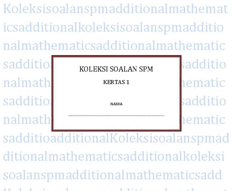 Soalan Quadratic Equation Spm - New Sample c